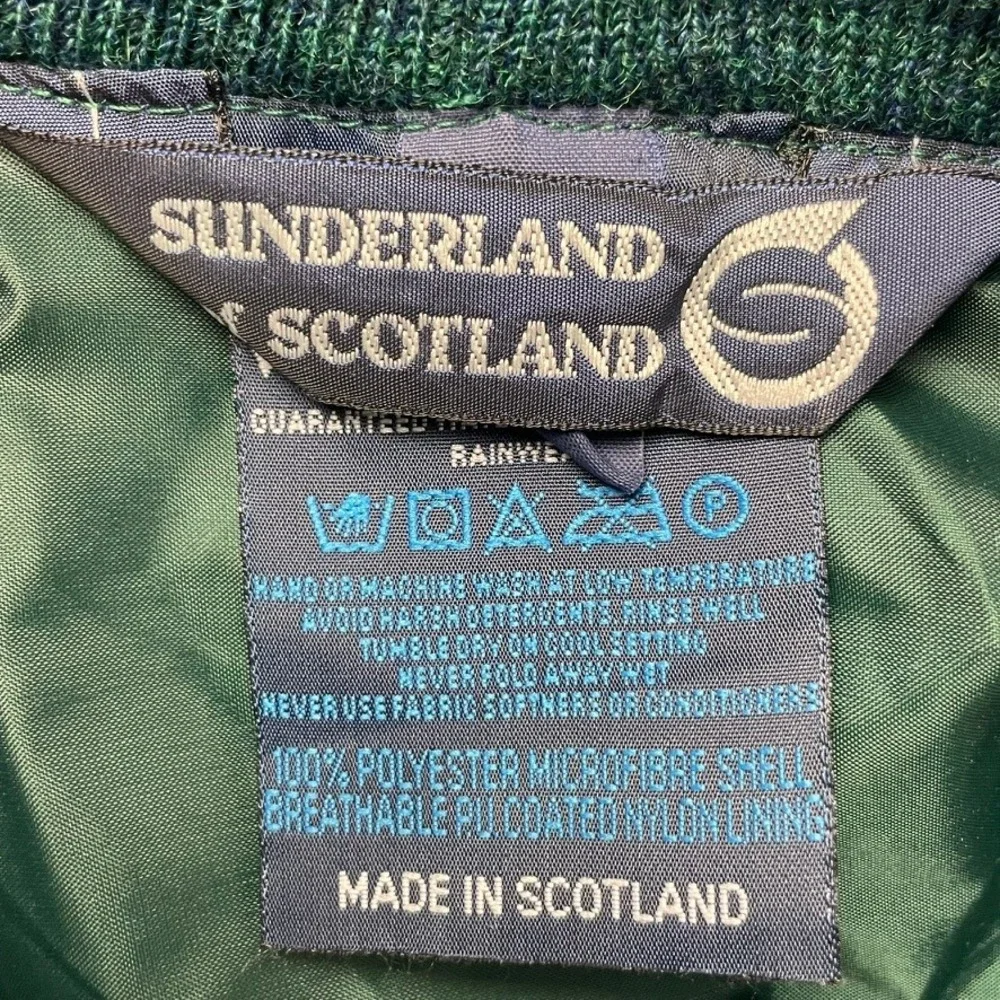 Sunderland of‎ Scotland Classic Golf Pullover Shirt Houndstooth Green Blue Sz XL
